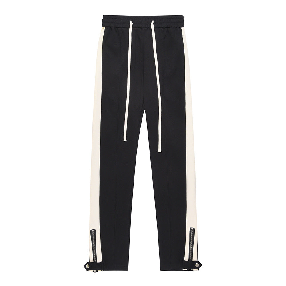 Fashion Stitching Casual Wide-leg Trousers Men
