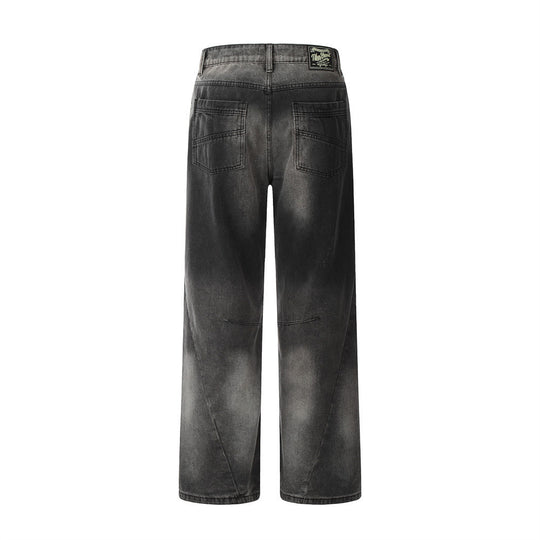 Contrast Color Denim Straight-leg Trousers Men