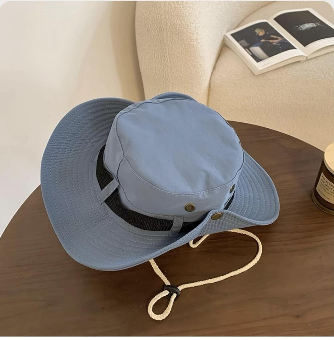 Boonie Hat Beige Broad-brimmed Hat Checked Cloth Men Women Mountaineering Outdoor Double-sided