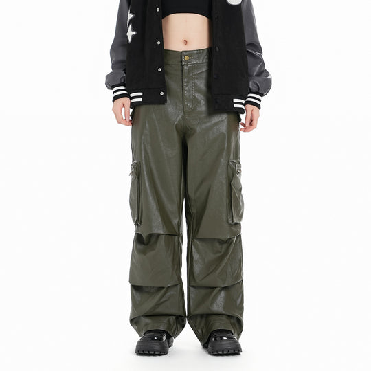 Tooling PU Leather Trousers For Men And Women