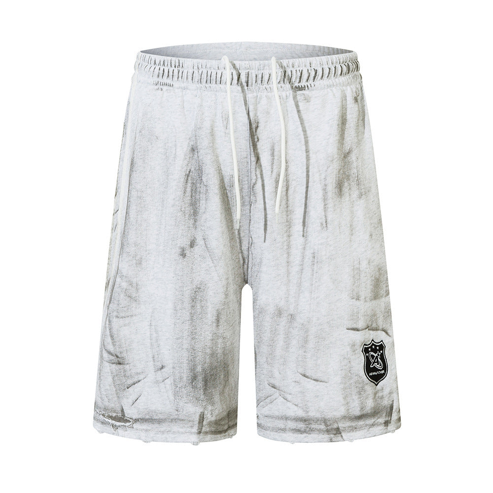 Men Punk Ripped Distressed Straight Shorts