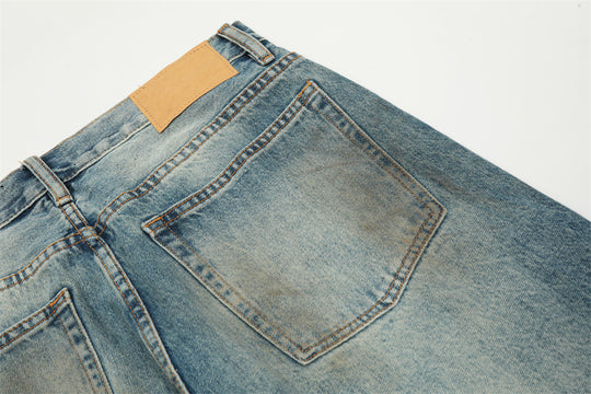 Washed Denim Mop Trousers Men
