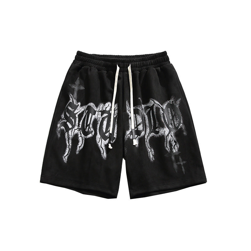 Hip Hop Letter Print Sports Shorts Men Loose Street