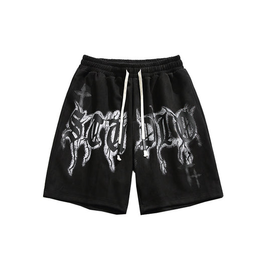 Hip Hop Letter Print Sports Shorts Men Loose Street