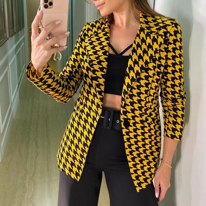 New Fashion Lapel Slim Cardigan Temperament Solid Color Suit Jacket Women