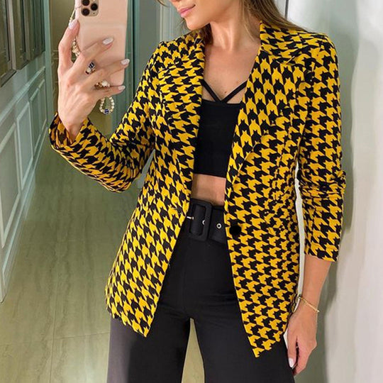 New Fashion Lapel Slim Cardigan Temperament Solid Color Suit Jacket Women