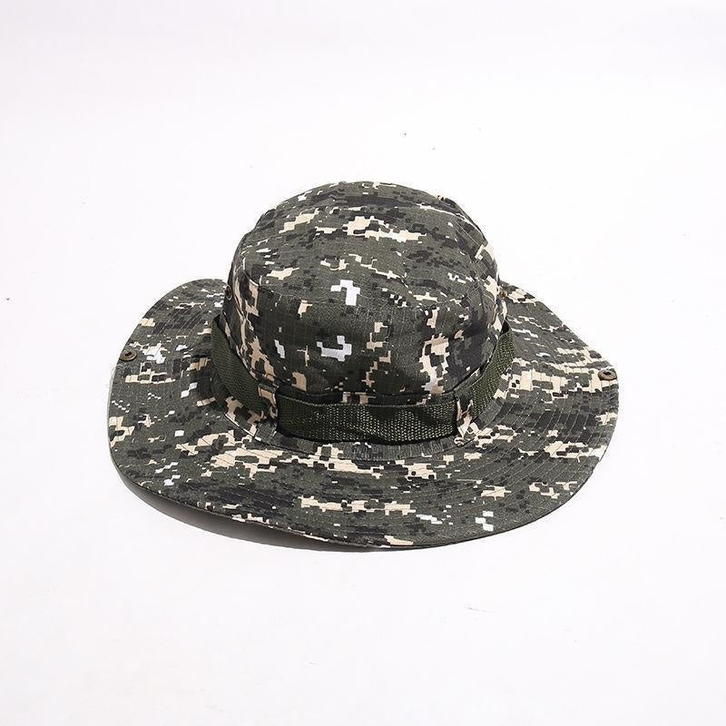 Boonie Hat Beige Broad-brimmed Hat Checked Cloth Men Women Mountaineering Outdoor Double-sided
