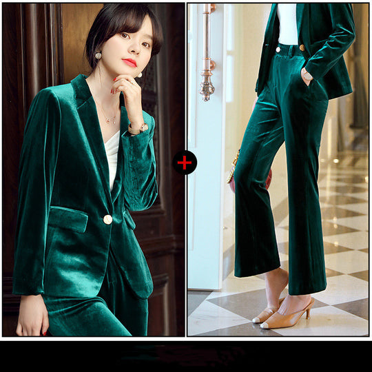 Fashion British Style Suit Jacket Trousers Two-piece Women