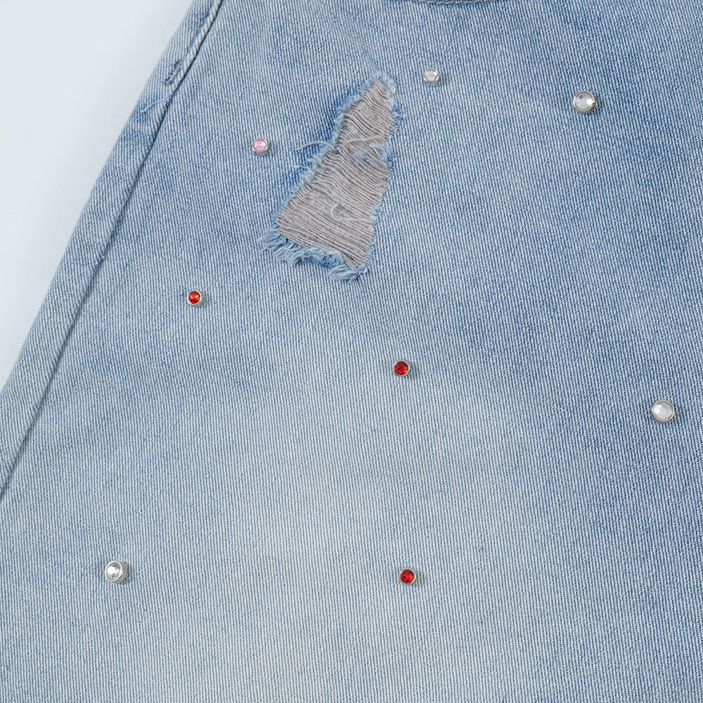 Fashion Holes Raw Edge Denim Shorts Men