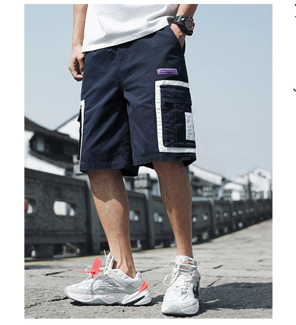 Five point pants tide brand loose overalls shorts men