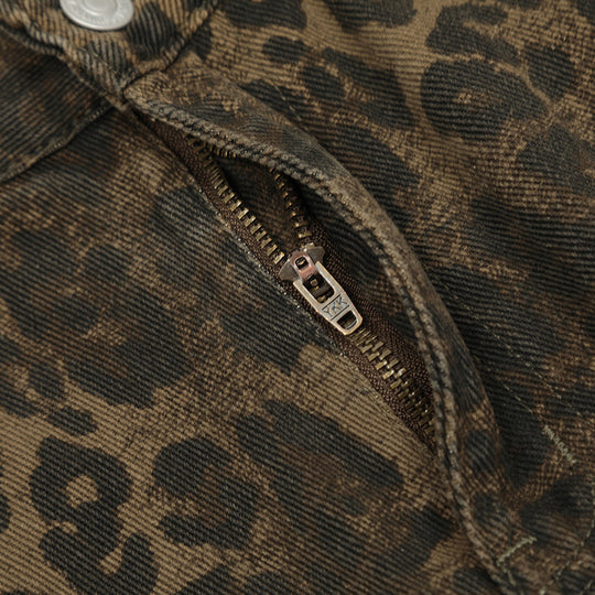 Leopard Print Loose Straight Trousers Men