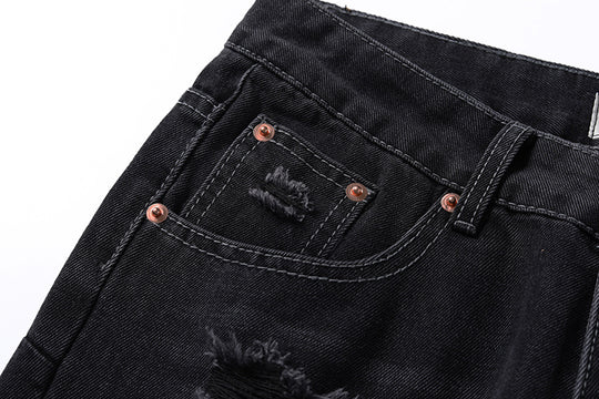 Washing Hole Denim Bootcut Trousers Men