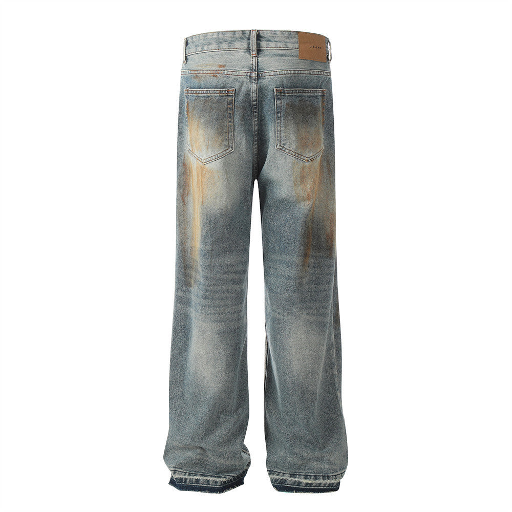 Fashion Holes Straight-leg Denim Men Trousers