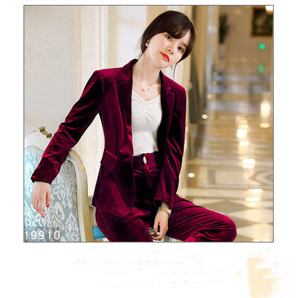 Fashion British Style Suit Jacket Trousers Two-piece Women