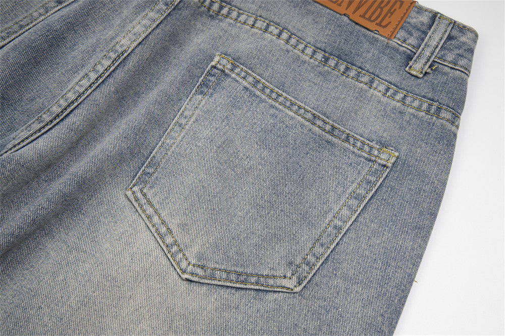 Splash Ink Loose Denim Trousers Men And Women