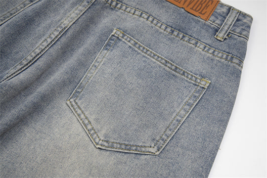 Splash Ink Loose Denim Trousers Men And Women
