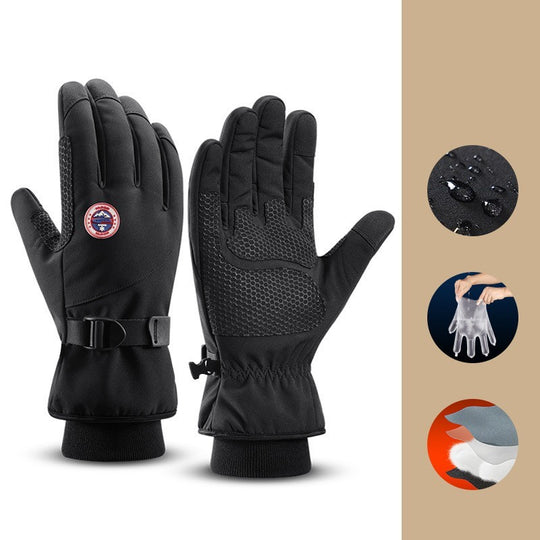 Warm Winter Ski Gloves For Men Outdoor Cycling With Fleece Thickened