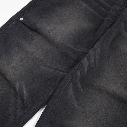Distressed Washed Denim Loose Trousers For Men
