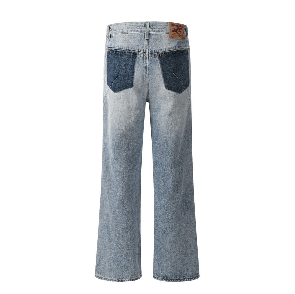 Fashion Knee Hole Denim Trousers Men