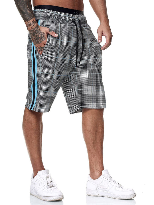 Check Striped Fashion Slim Shorts Beach Pants Men
