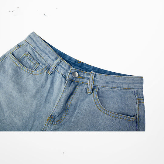 Gradient Denim Shorts Men''s Versatile Ins Loose Casual High Street
