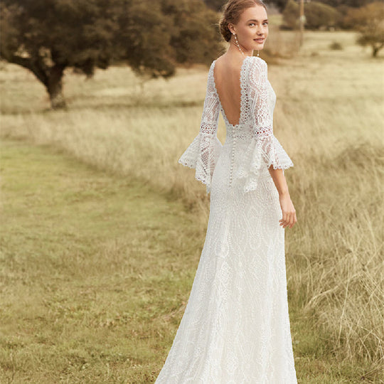 Women's Long-sleeved Wedding Dress