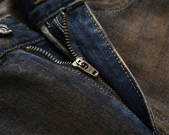 Distressed Dirty Denim Loose Trousers For Men