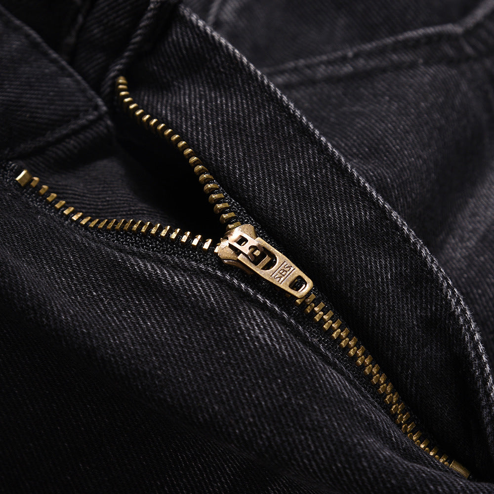 Distressed Wide Leg Denim Trousers For Men