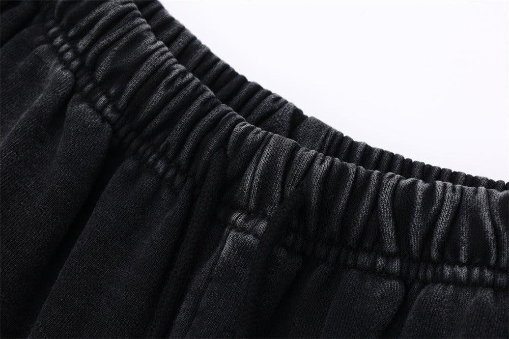 Distressed Washed Water Worn Loose Shorts For Men Retro
