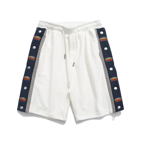 Colorblock Side-breasted Embroidery Casual Five-point Shorts Men