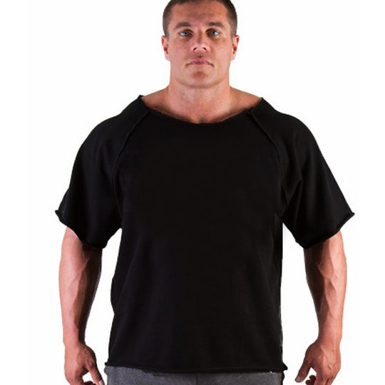 Men's Solid Color Gym Short Sleeve Batwing Shirt