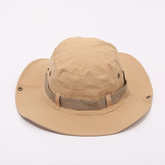 Boonie Hat Beige Broad-brimmed Hat Checked Cloth Men Women Mountaineering Outdoor Double-sided