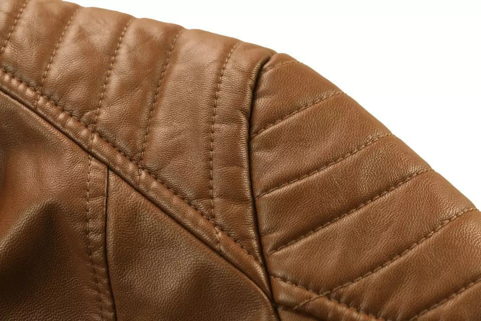 Standing Collar Motorcycle Pu Slim Leather Jacket Women Short
