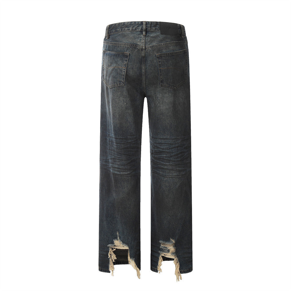 Fashion Straight Denim Trousers Hip Hop Men