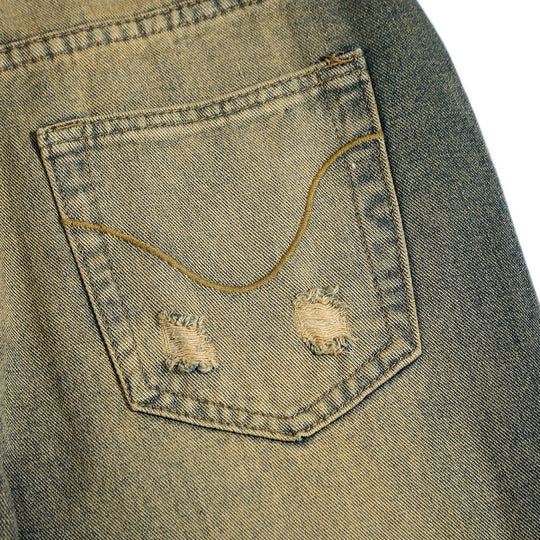 Washed White Denim Bootcut Trousers Men
