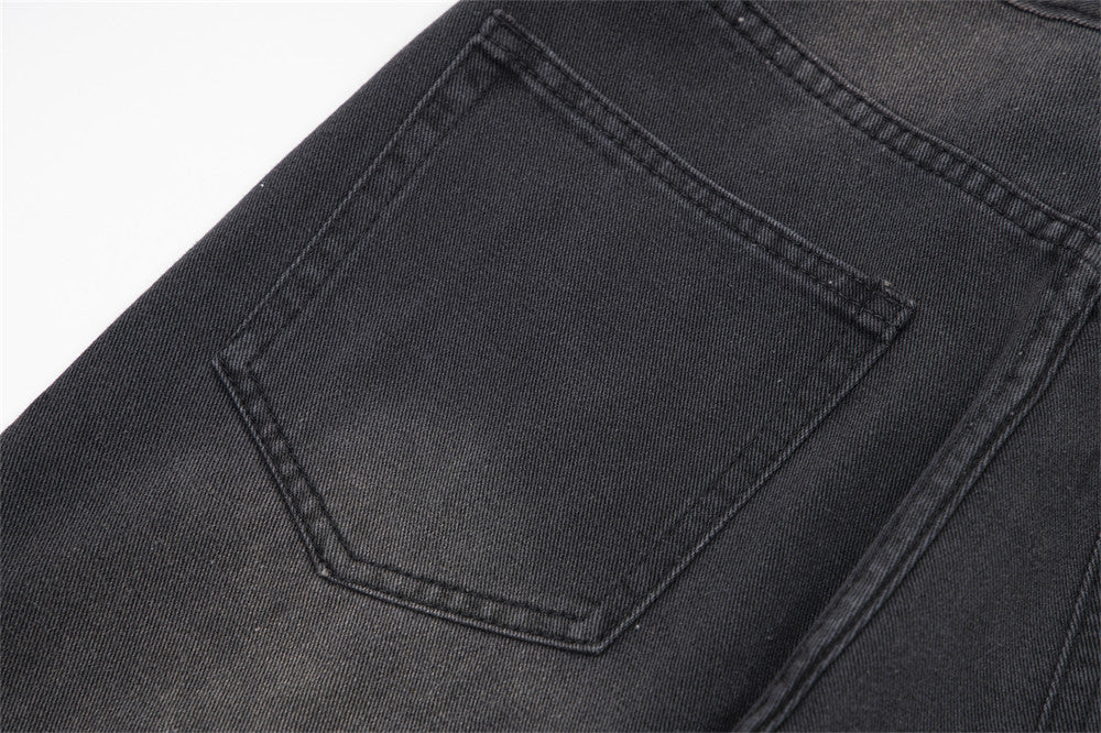 Distressed Washed Denim Loose Trousers For Men
