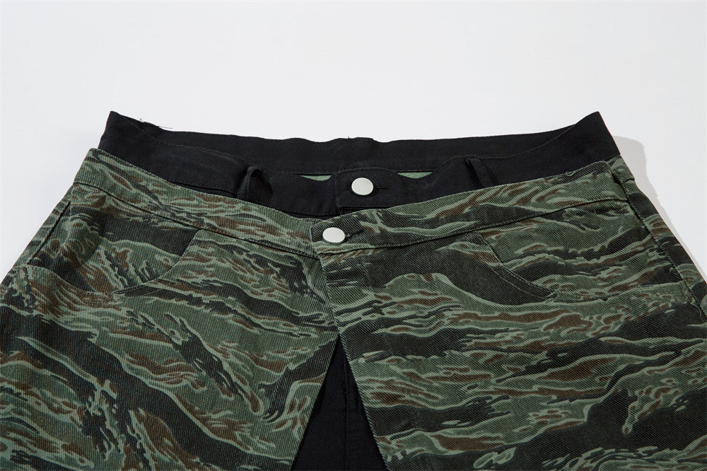 Camouflage Tiger Pattern Loose Shorts Men