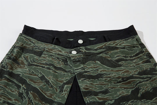Camouflage Tiger Pattern Loose Shorts Men