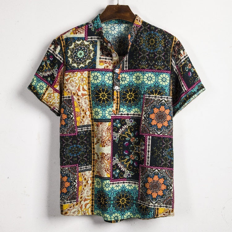 New Short-sleeved Linen Shirt For Men