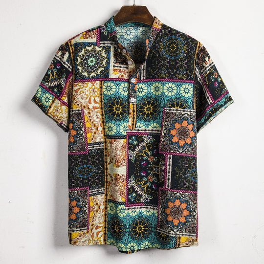 New Short-sleeved Linen Shirt For Men