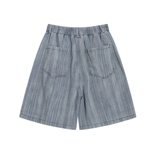Fashion Tie-dye Denim Loose Shorts Men