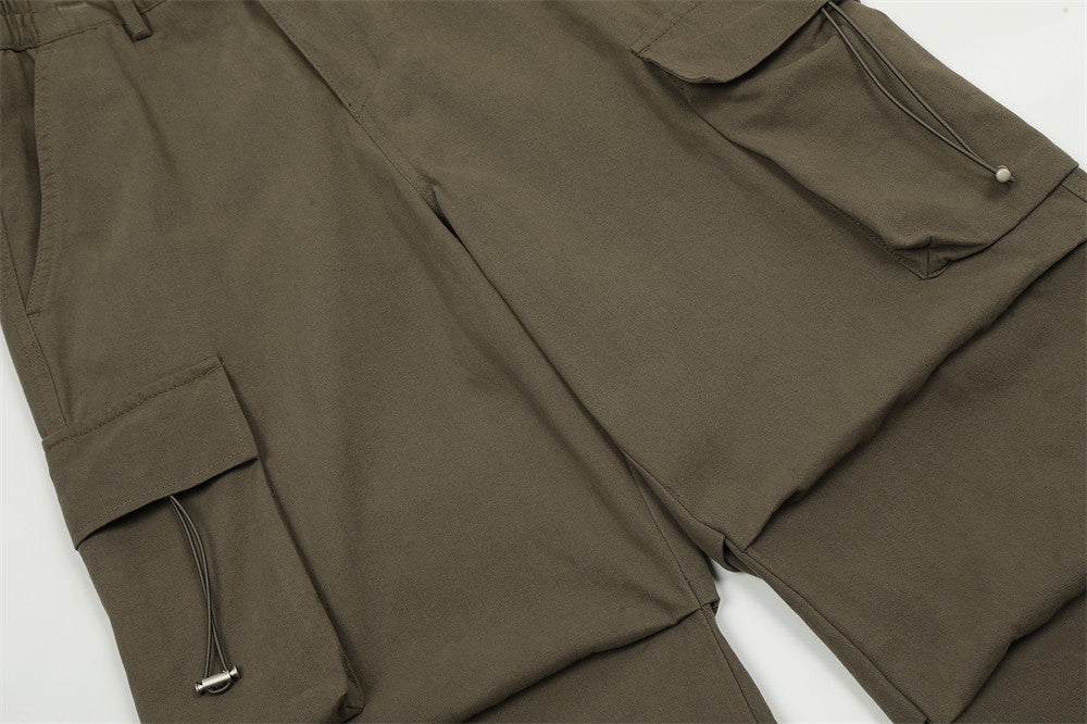Pleated Paratrooper Tooling Straight-leg Trousers Men