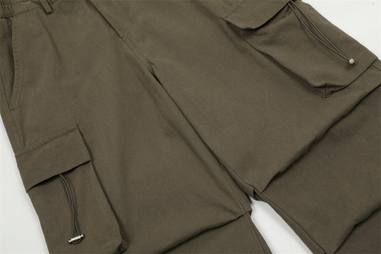 Pleated Paratrooper Tooling Straight-leg Trousers Men