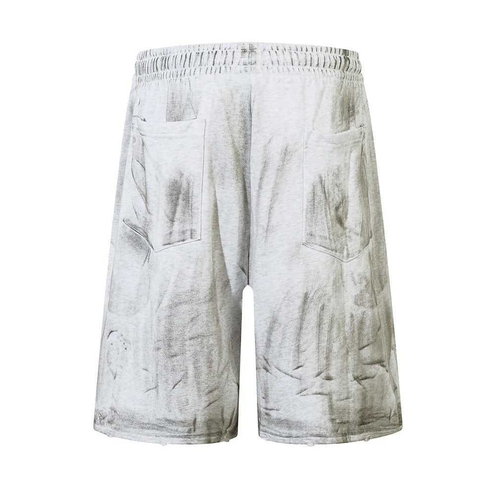 Men Punk Ripped Distressed Straight Shorts