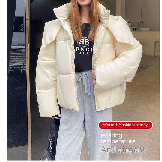Puffy Hooded Bread Short Cotton-padded Jacket For Women Thick Loose