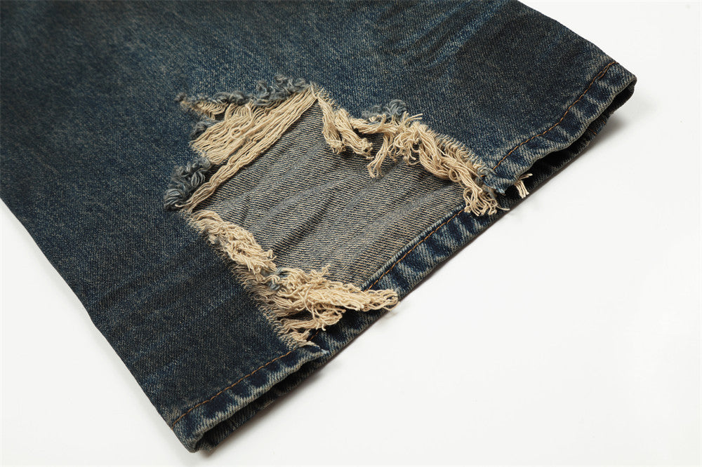 Fashion Straight Denim Trousers Hip Hop Men