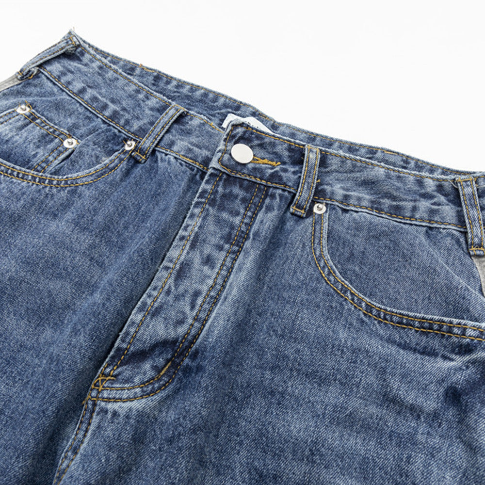 Fashion Men Loose Pockets Straight-leg Trousers