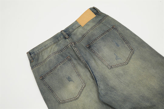 Make Old Ripped Denim Men Trousers