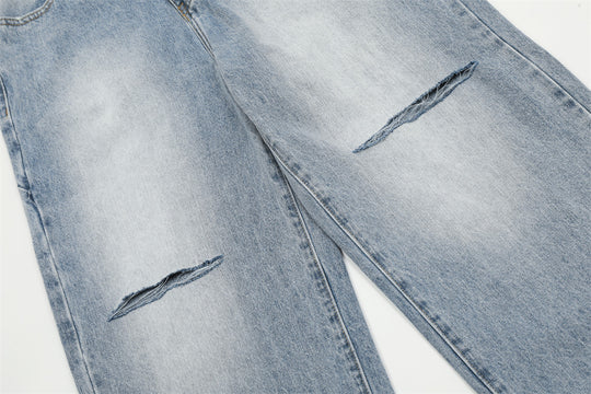 Fashion Knee Hole Denim Trousers Men