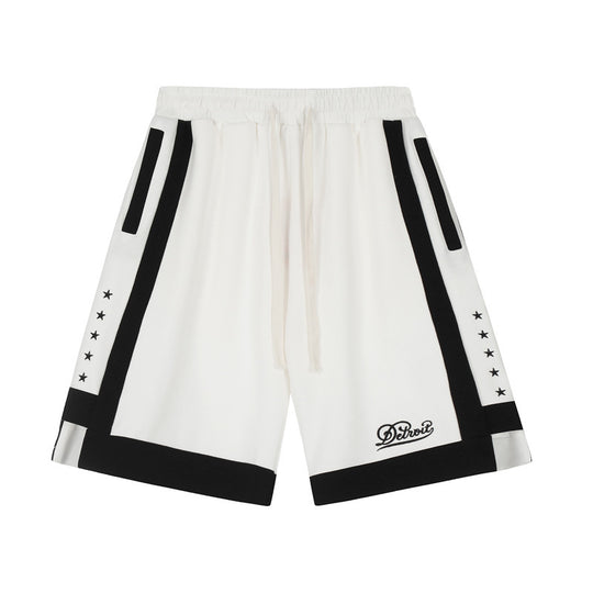 American Street Stitching Contrast Color Stripes Hip Hop Shorts Men